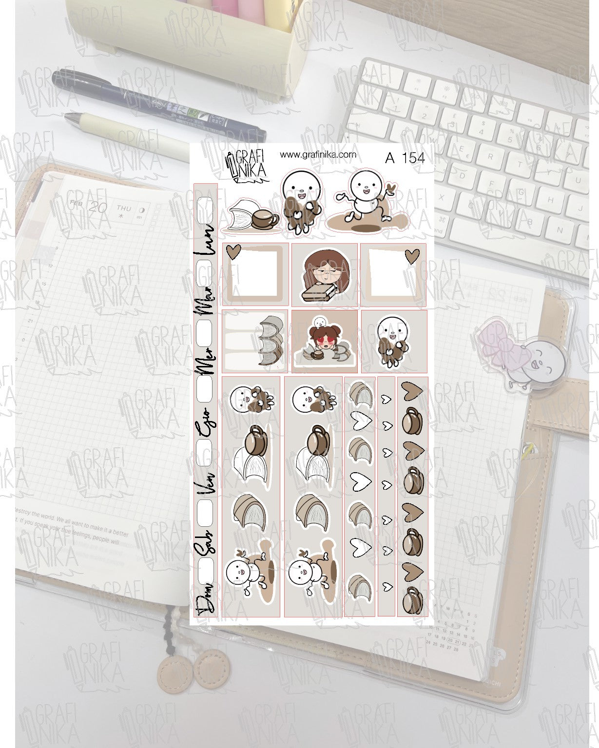 kit settimanale per hobonichi weeks - A154 Niko e Vicky planner love