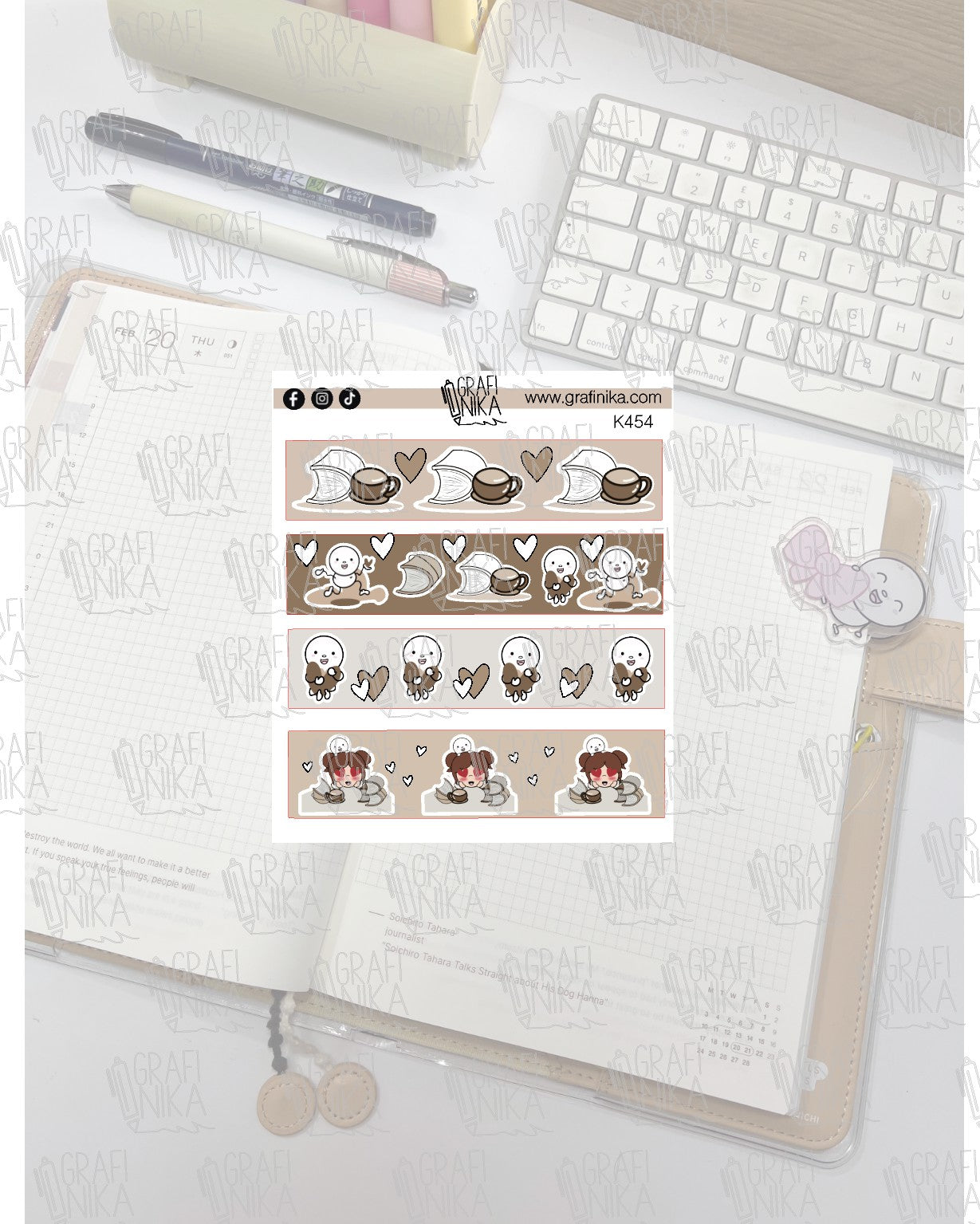 K454 - striscia decorativa effetto washitape - planner time Vicky e Niko