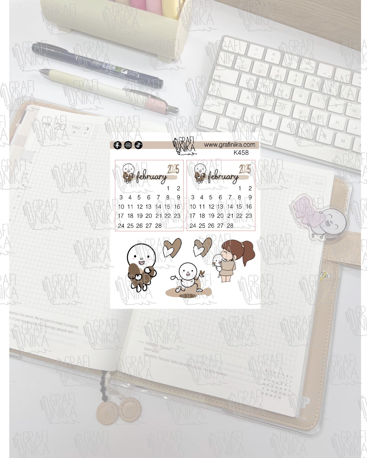K458 - sticker per decorare mese febbraio Vicky e Niko
