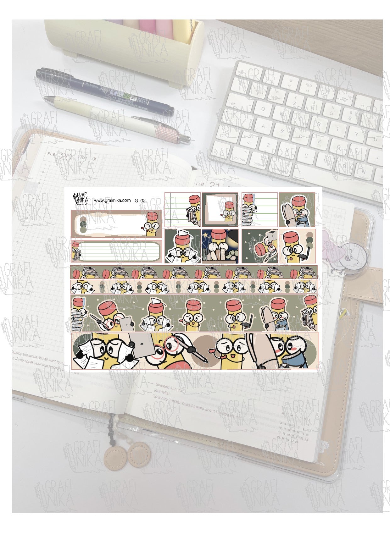 G2 - sweet Pencil - washi stripes - mini box - school