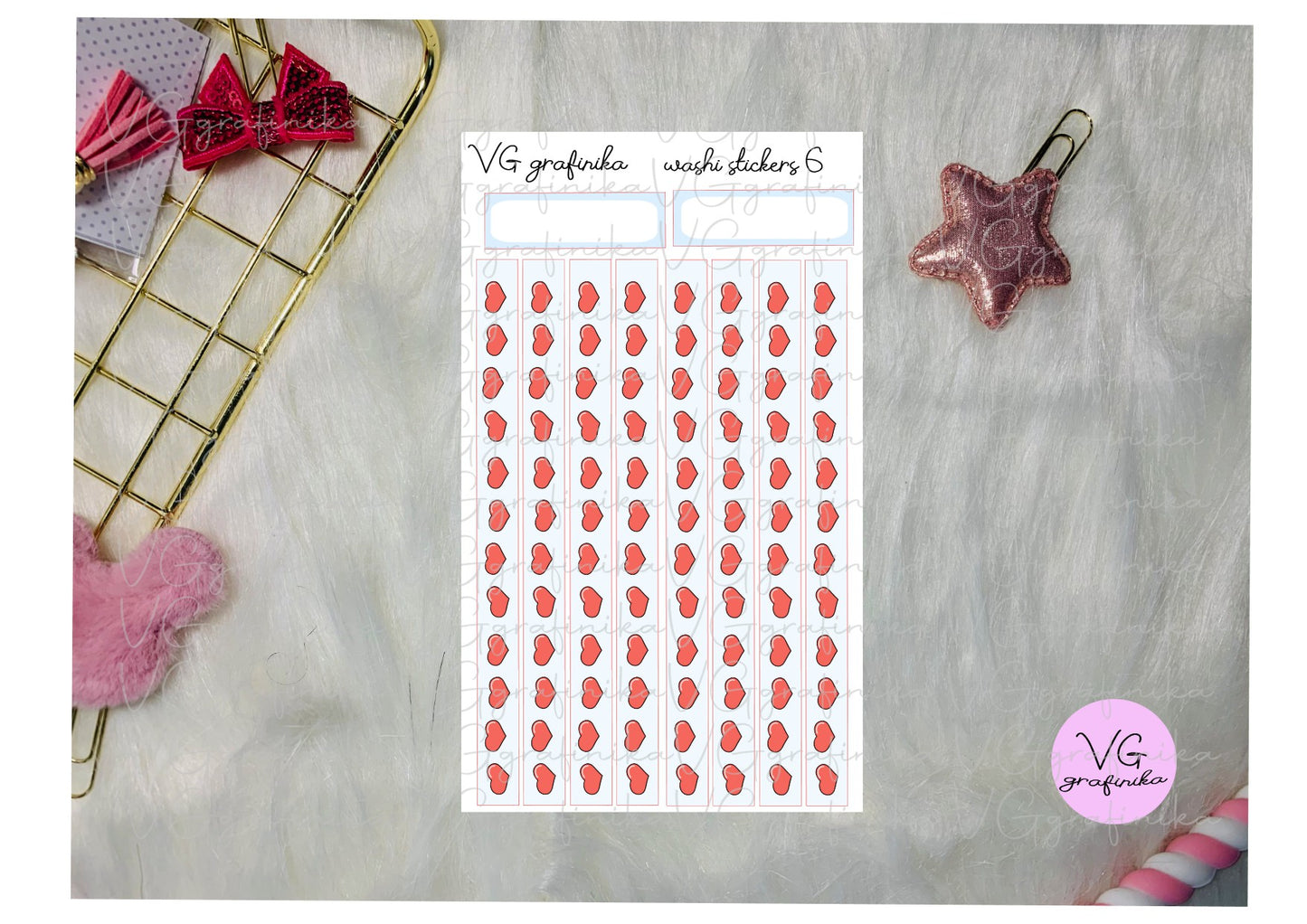 Washi stickers 6 - hearts light blue