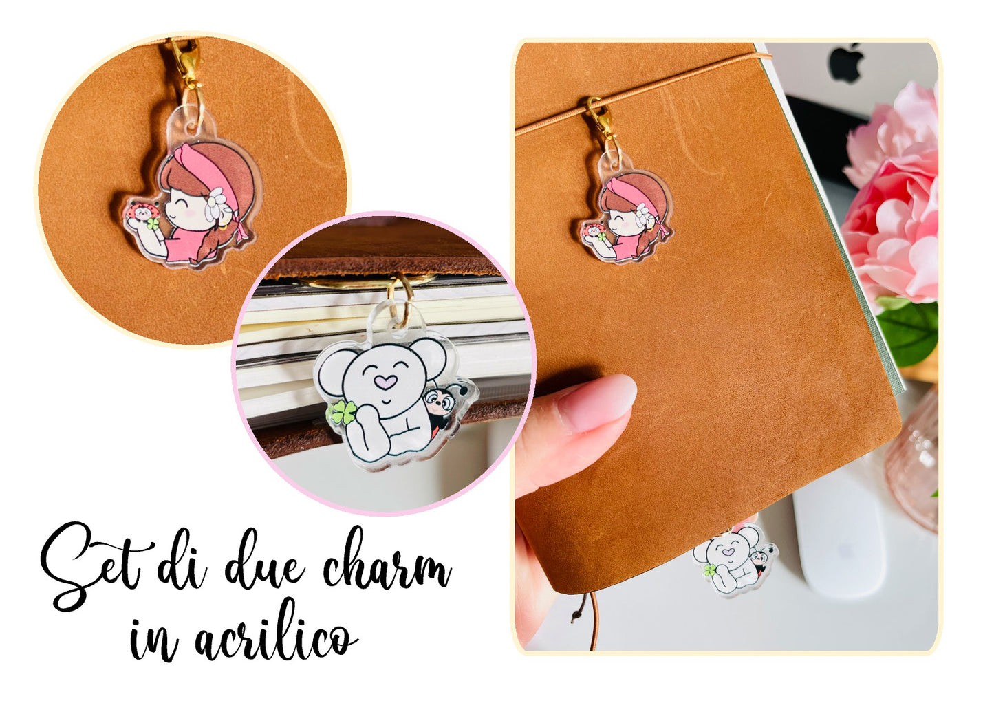 set 2 charms in acrilico - lucky charm