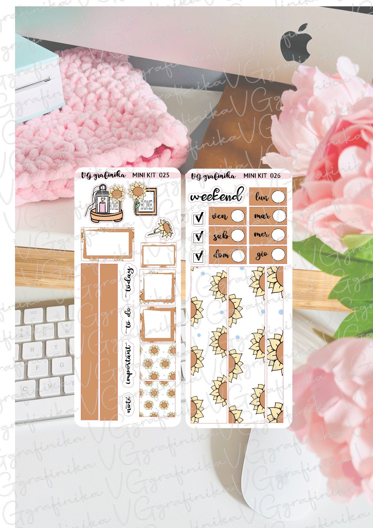 stickers sheets - minikit 25 / 26 - sunflowers brown