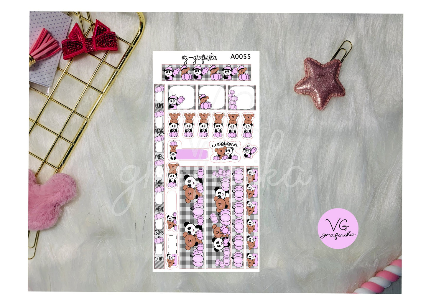 A 0055 teddy and bamboo - pink -