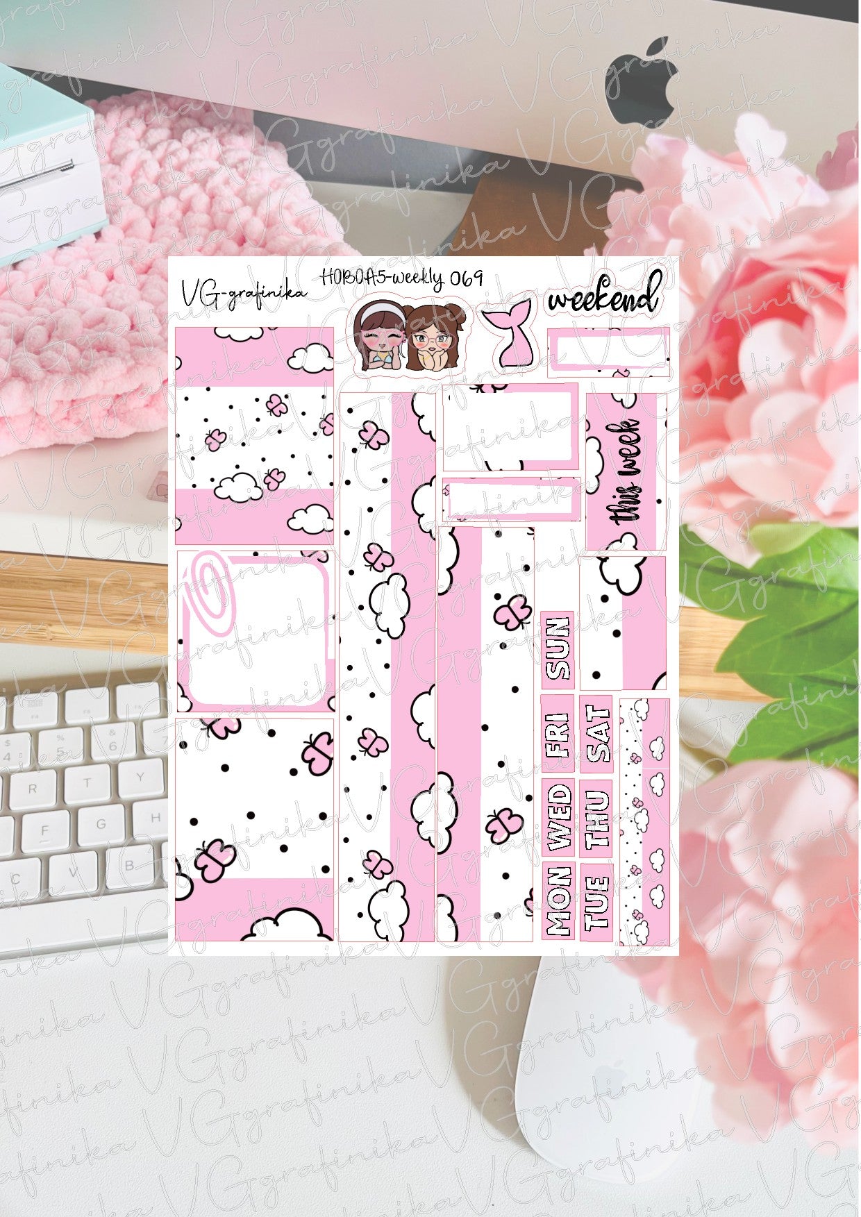 hobonichi cousin 069 - pink butterfly