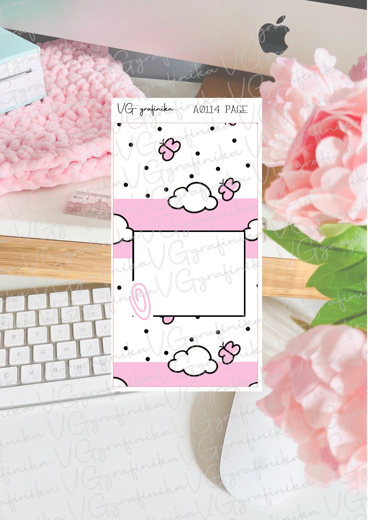 A114 hobonichi weeks - pink butterfly PAGE