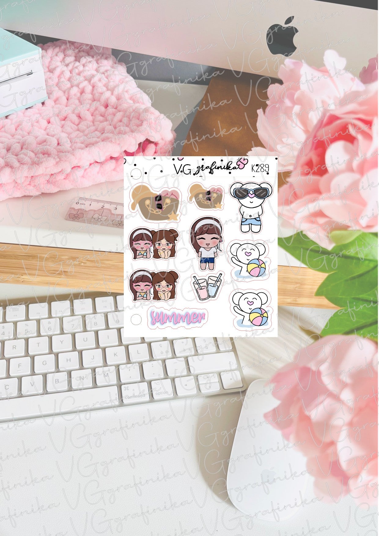 K 289 - mix summer stickers - Vicky , Juliet & Big Nose