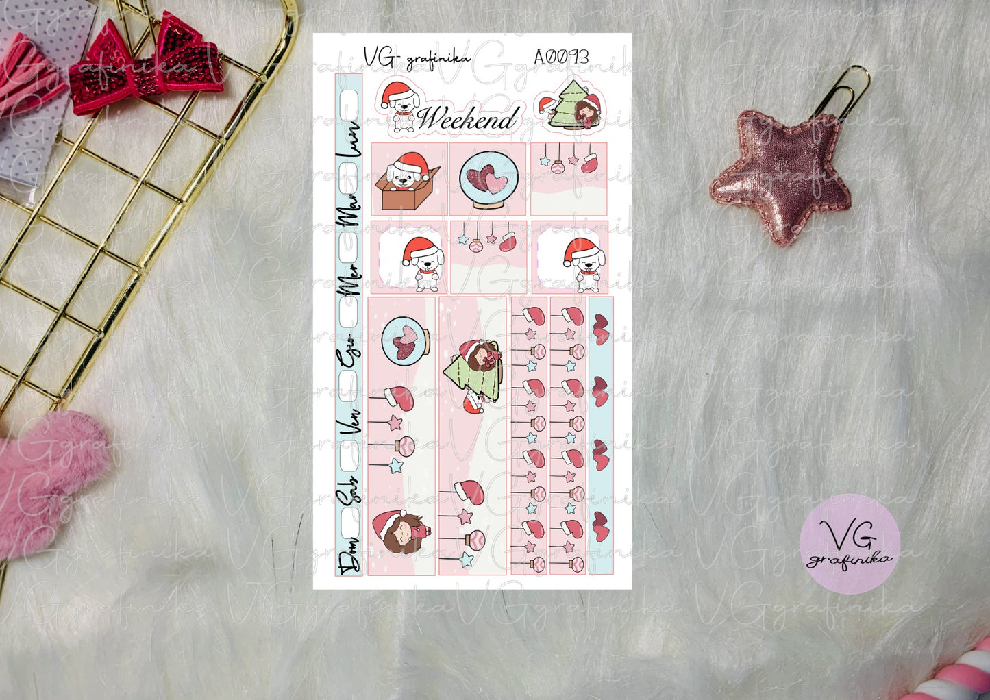 A0093 hobonichi weeks Christmas - pink