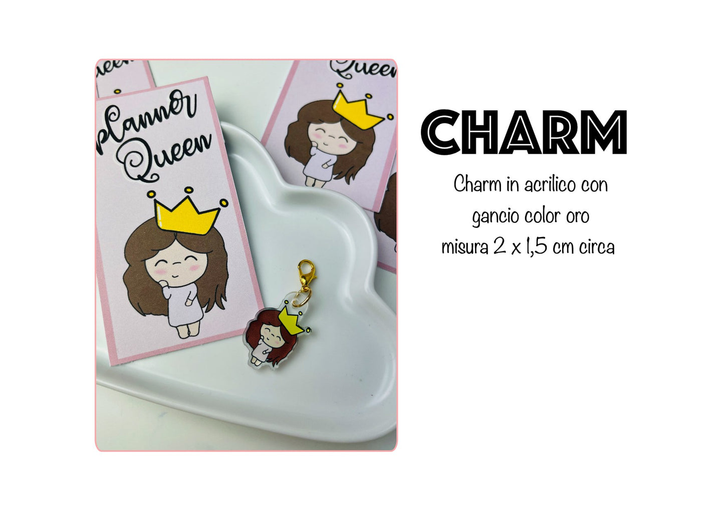 charm in acrilico - Vicky - planner queen