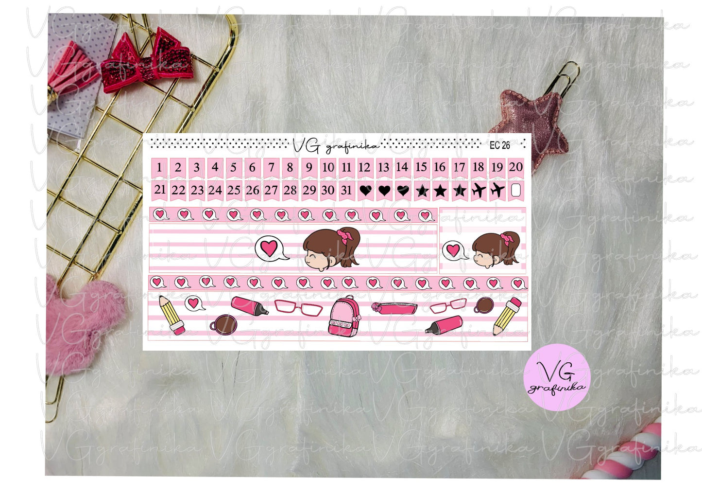 ERIN CONDREN - mensile back to school pink