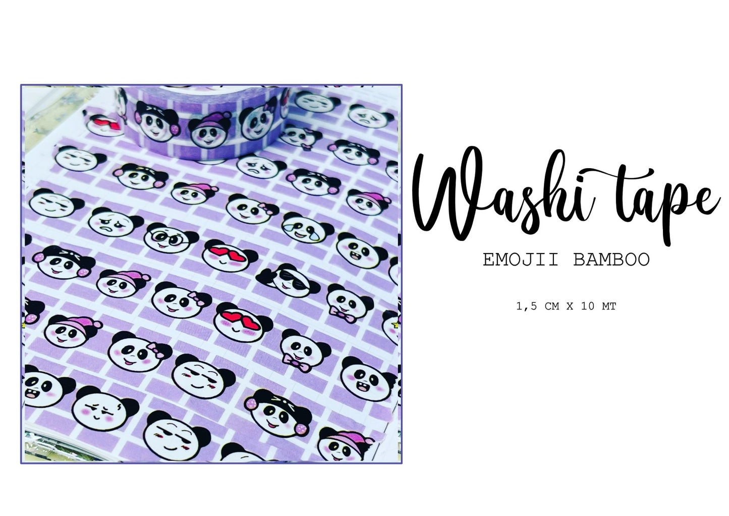 WASHI TAPE emoji bamboo - 1,5 cm