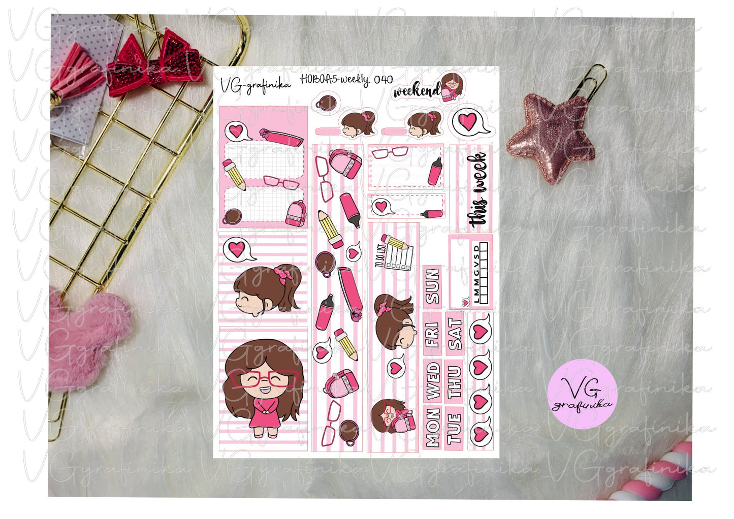 hobo A5 40 - Vicky back to school - pink