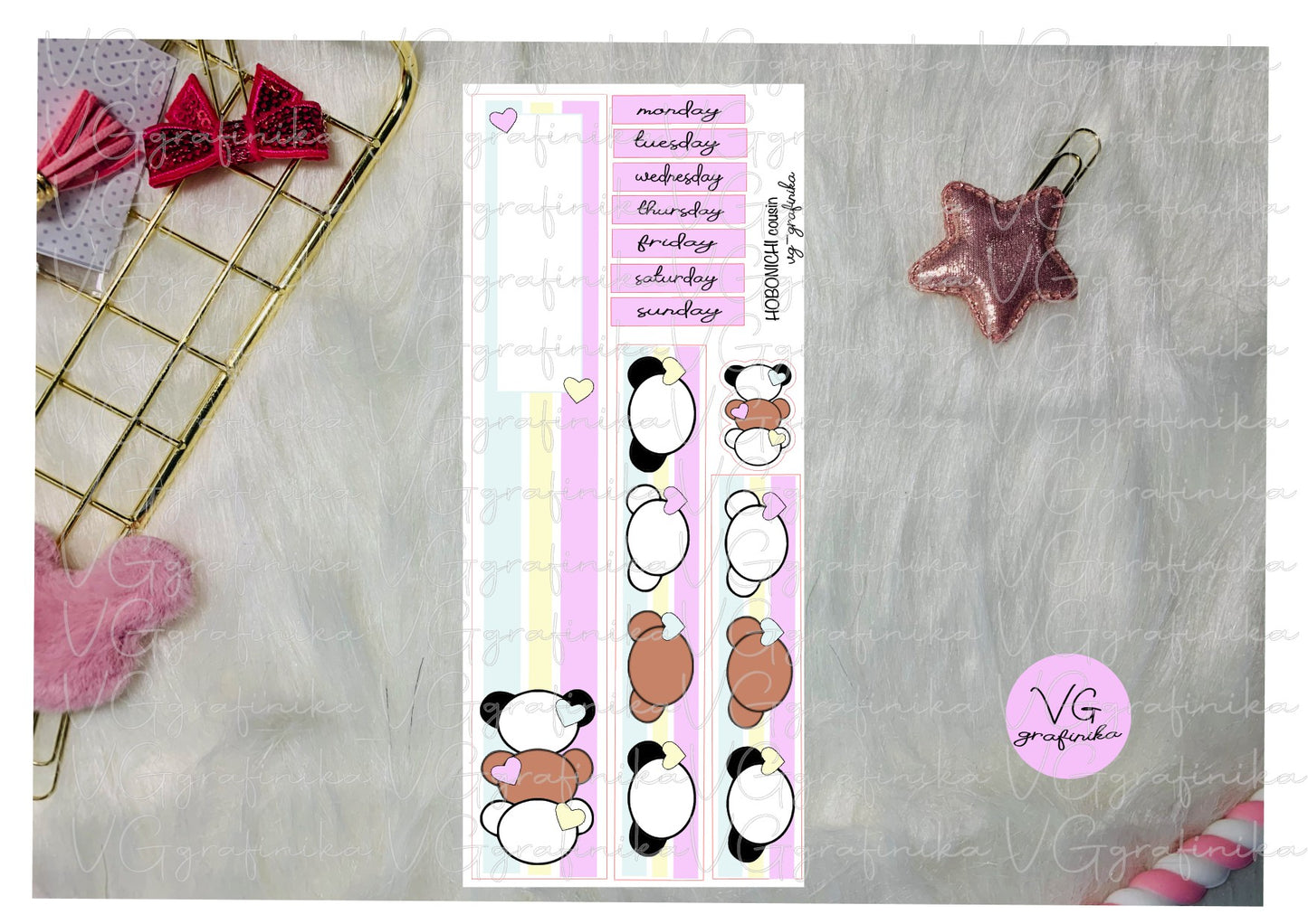 mensile capocce pastellose - hobonichi cousin - weeks