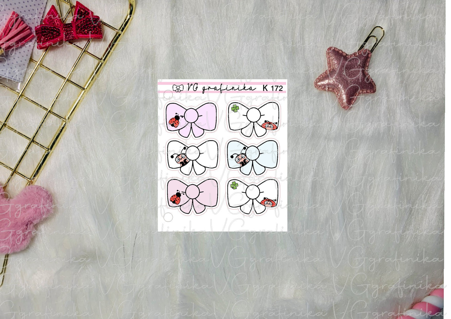 K172 - ladybug - bow - fiocco