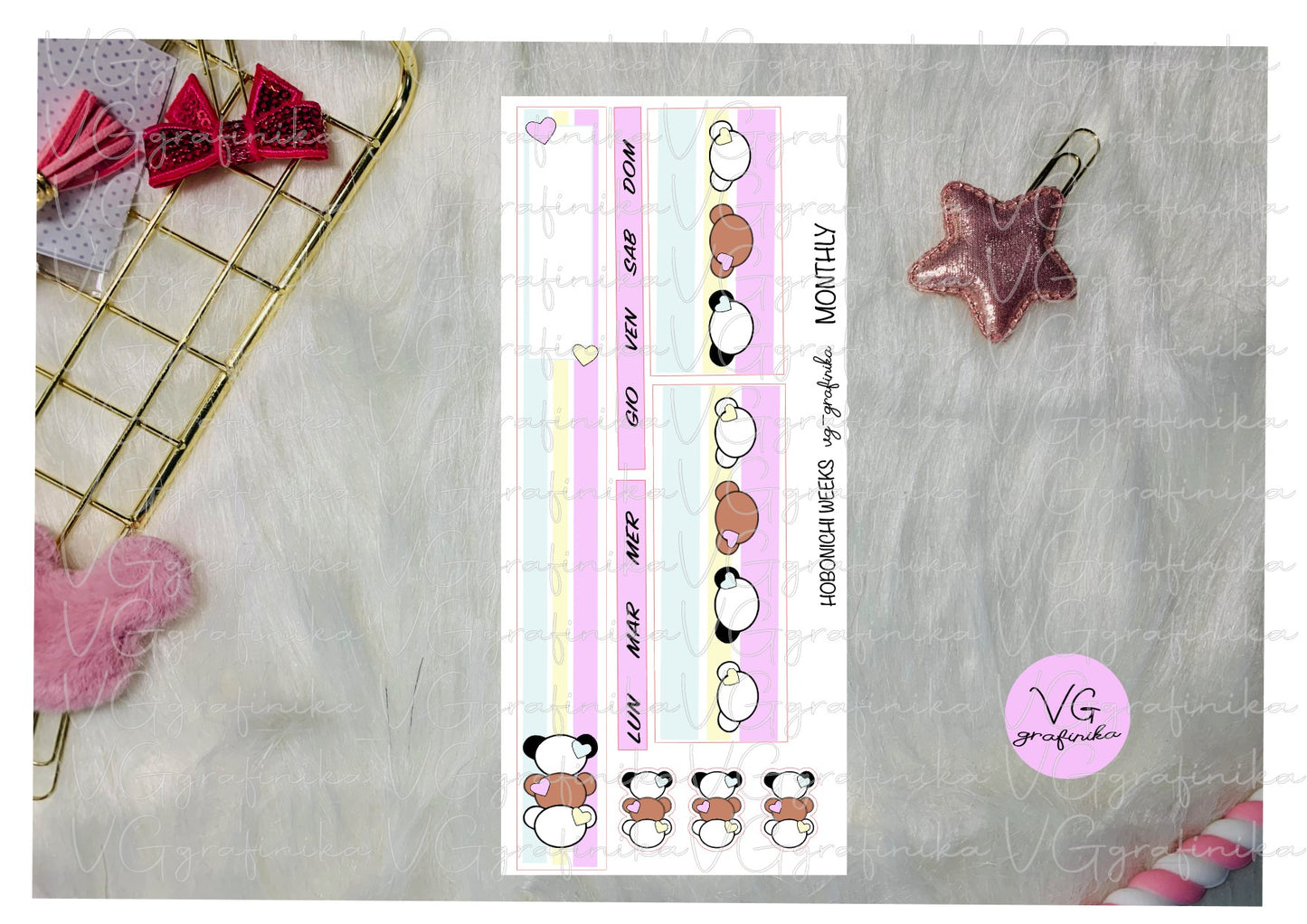 mensile capocce pastellose - hobonichi cousin - weeks