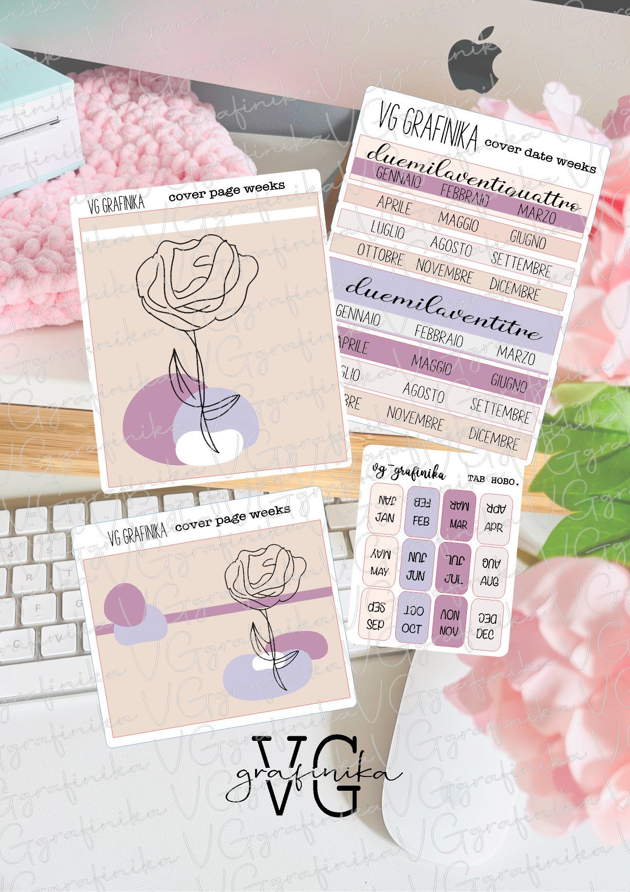set up per hobonichi weeks - minimal nude / lilla