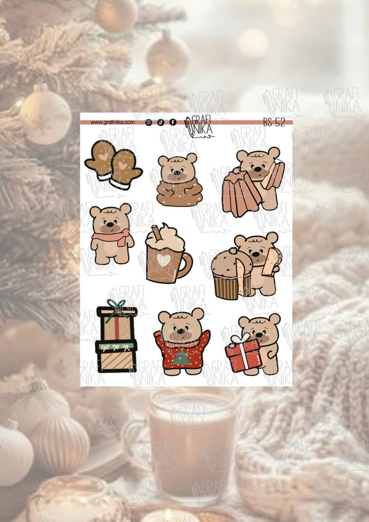 big sticker - teddy bear BS 52 Christmas time