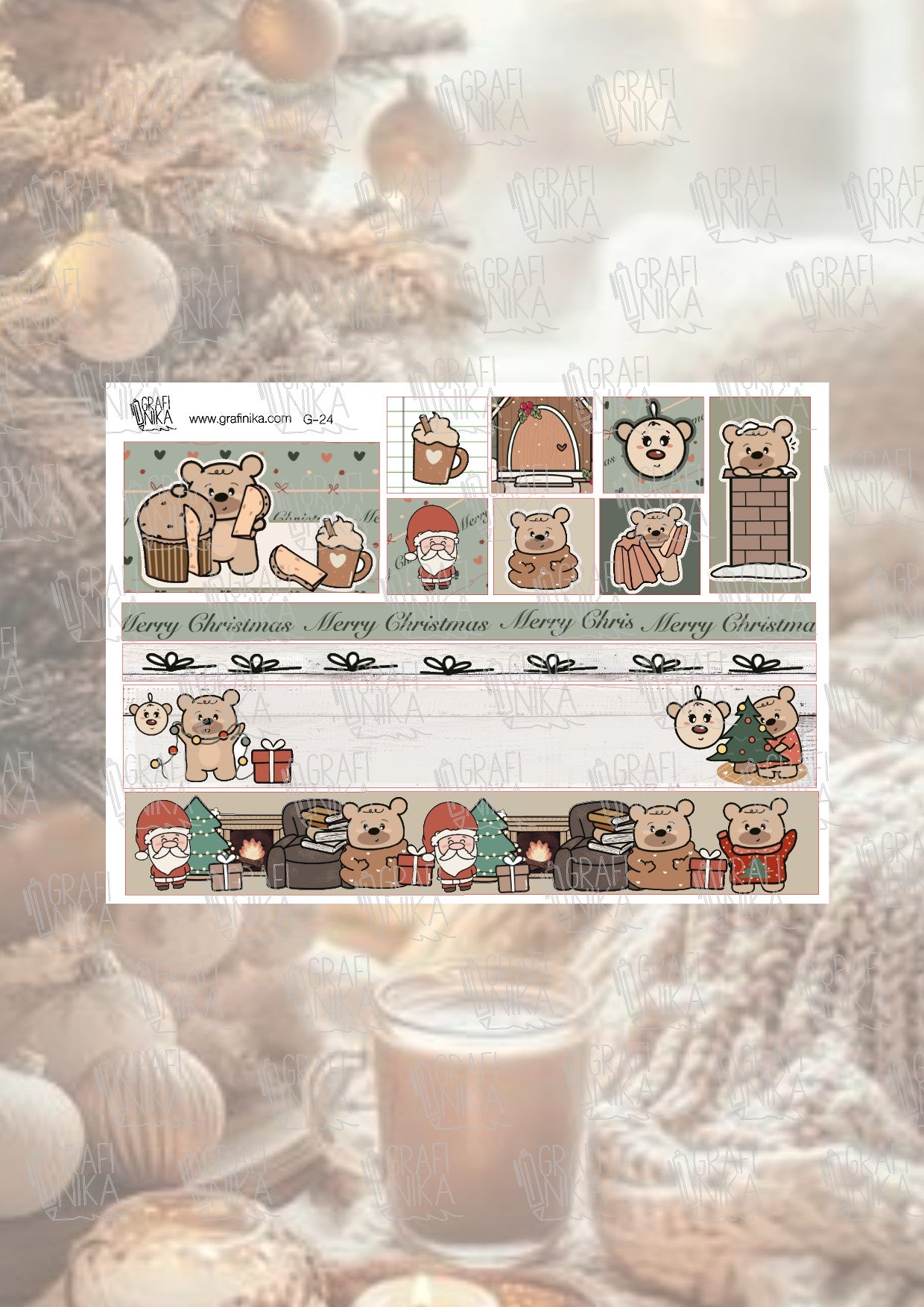 G24 - Happy Christmas time - Teddybear & Santa Claus