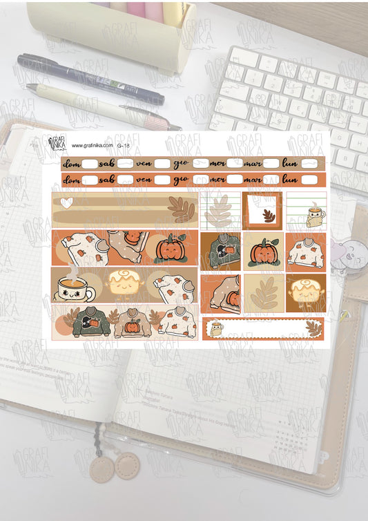 G 18 - kit settimanale per hobonichi weeks - cozy time - fall