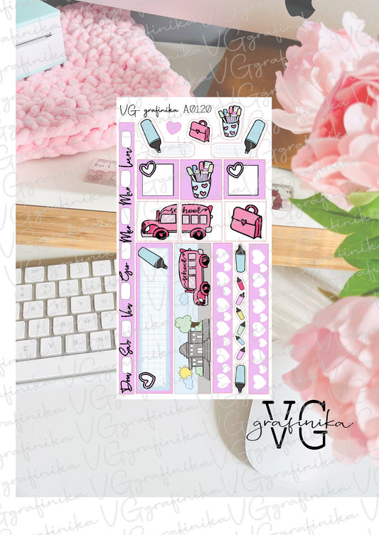 A120 hobonichi weeks Back to school PINK BUS