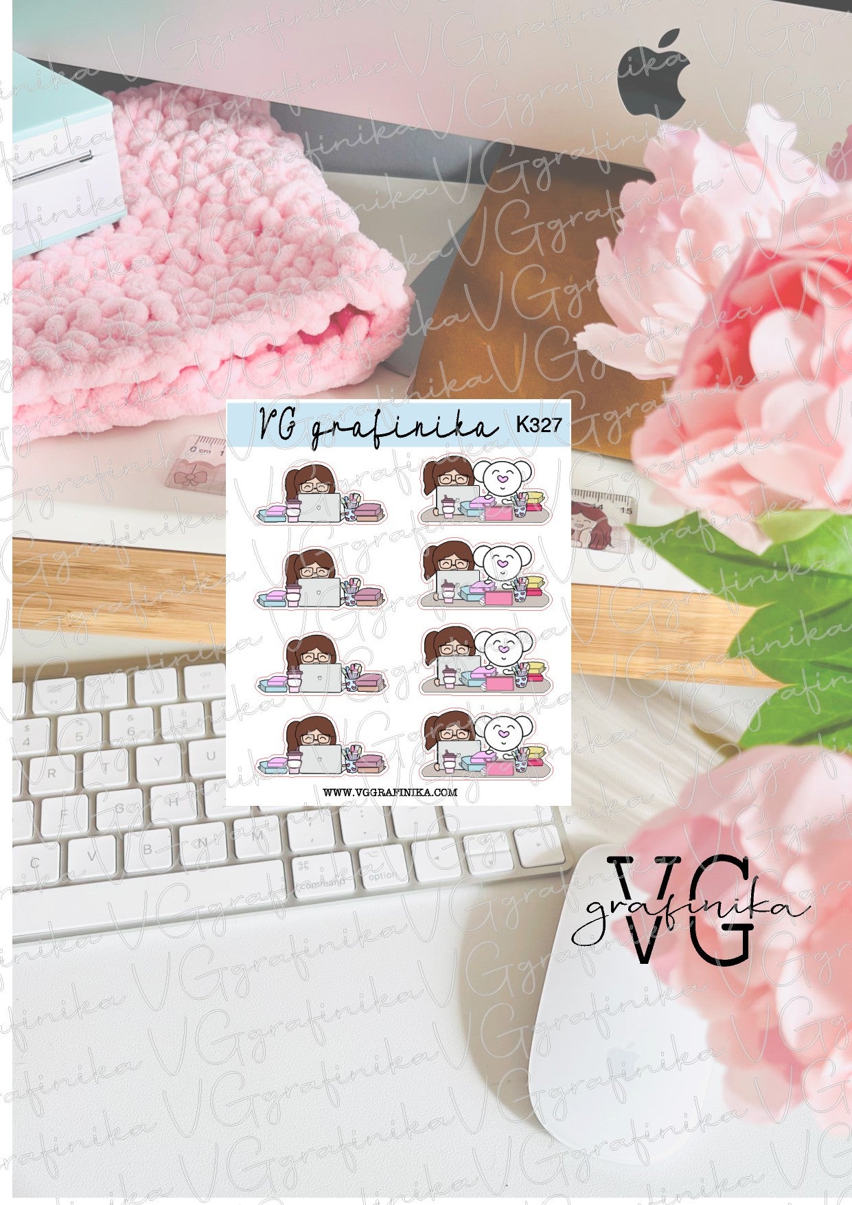K 327 decorazione agende e planner con Vicky e Big nose