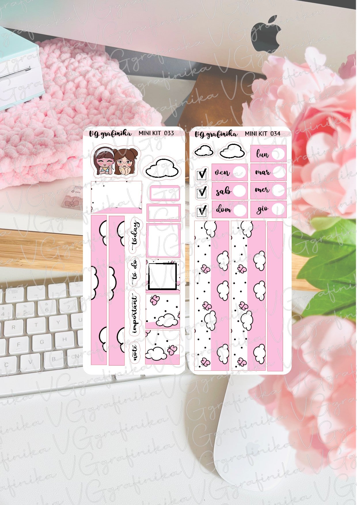 stickers sheets - minikit 33 / 34 PINK BUTTERFLY