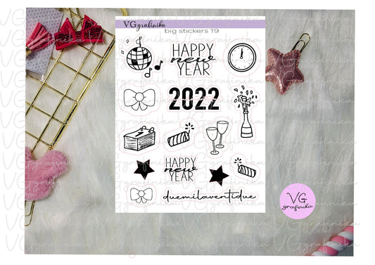 BIG STICKERS 19 - doodle stickers happy new year