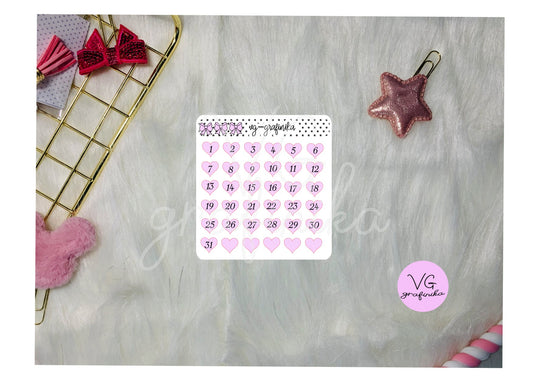 number - heart pink
