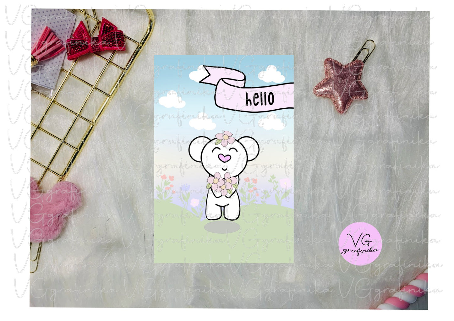 Card - hello - big nose (Spring)