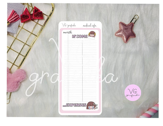 page for weeks - income and expenses