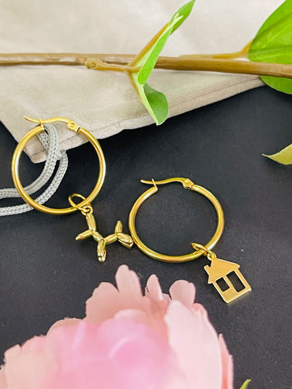 orecchini cerchietto casetta e cagnolino