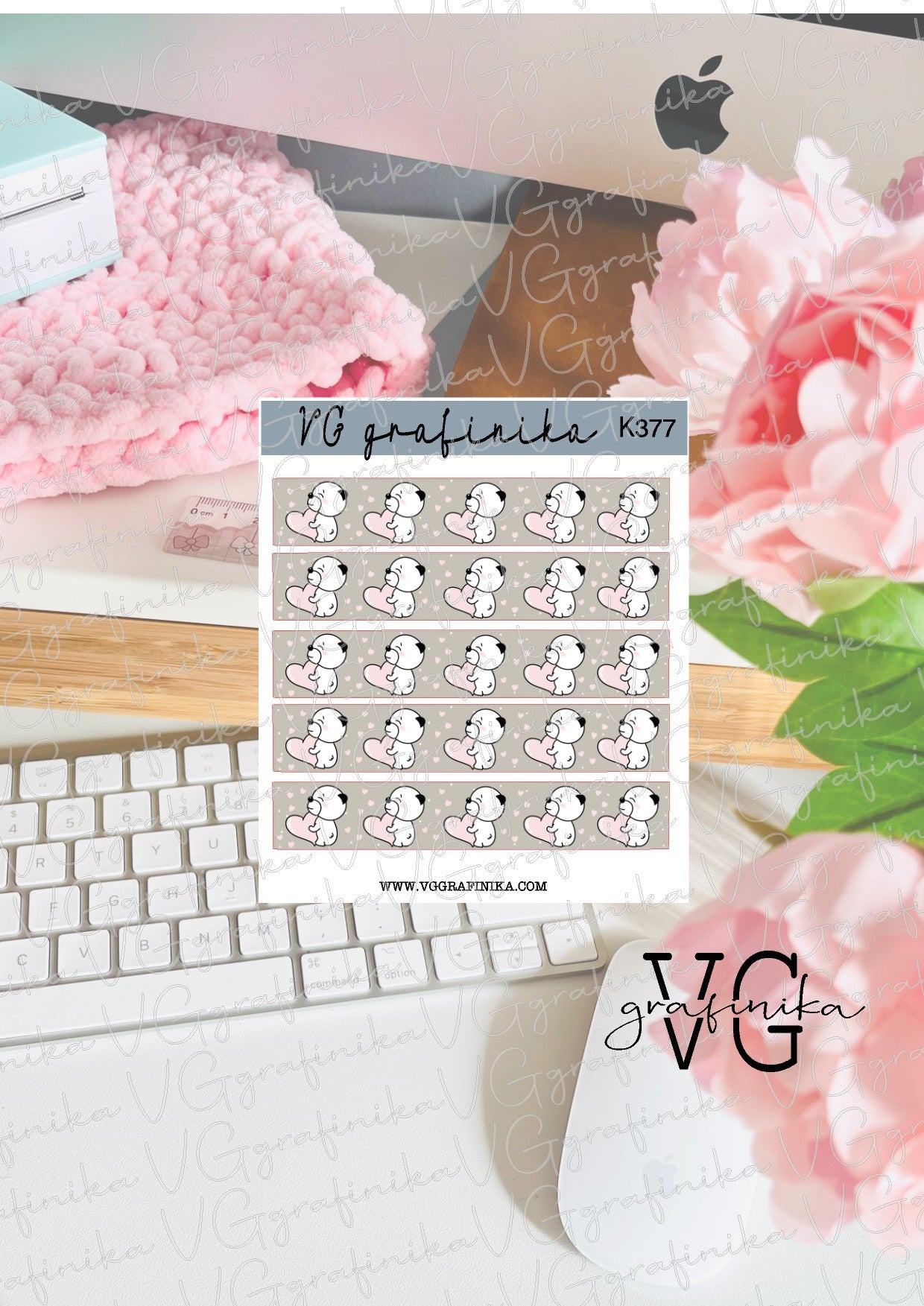 K377 Tato winter Washi strips - sweet heart